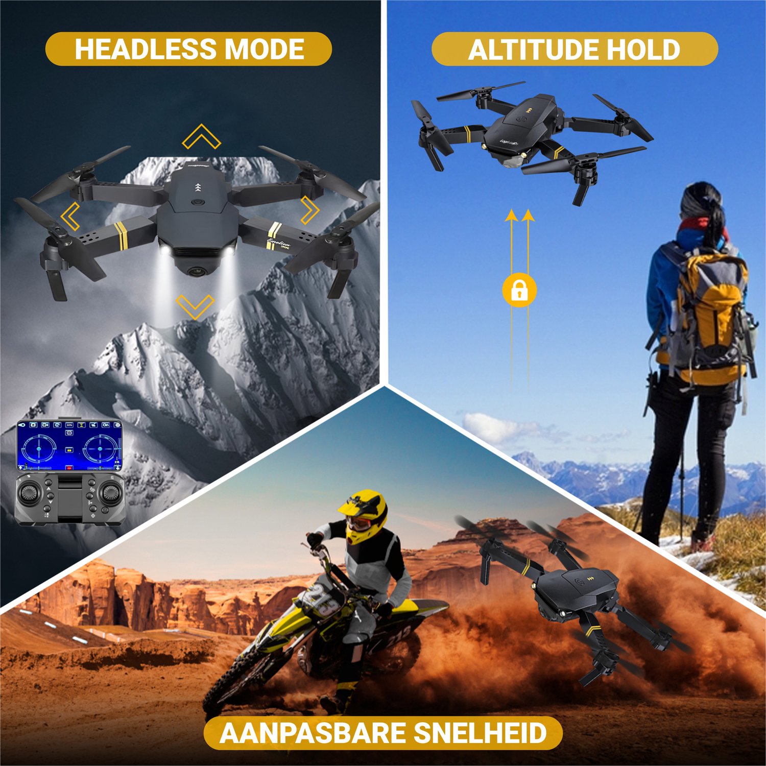 HAWX E58 Drone - Drone met 4K Camera - Mini drone - Voor Kinderen/Volwassenen - Drones - Tot 90 Minuten Vliegen - Incl. 3 Batterijen, Opbergtas, Landing Pad thumbnail 4