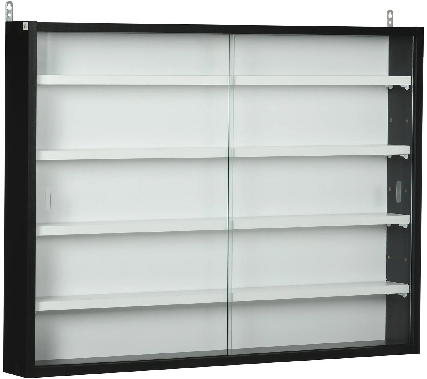 MokoHub Wanddisplaykast voor Collecties - Verstelbare Planken - Glazen Deuren - Wandmontage - Vitrinekast - 80x9,5x60 cm - Zwart