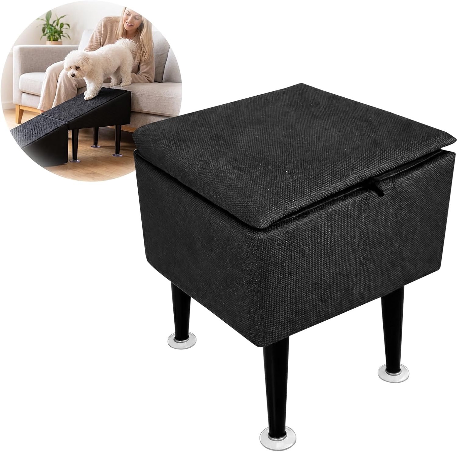 SnelShoppen - Opvouwbare Hondenhelling 2-in-1 Huisdierenopstapje voor Bedbank en Autobank, 36 x 36 x 28 cm, Antislip en Zuignapbasis voor Kleine en Mi