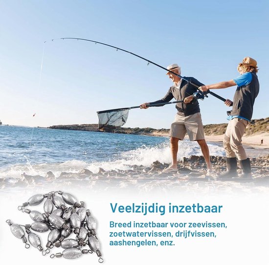 45 Stuks Loodgewichten Set voor Vissen, Olijfvormige Loodgewichten, Drop Shot Gewichten en Grondlood voor Effectieve Vangsten — afbeelding 3