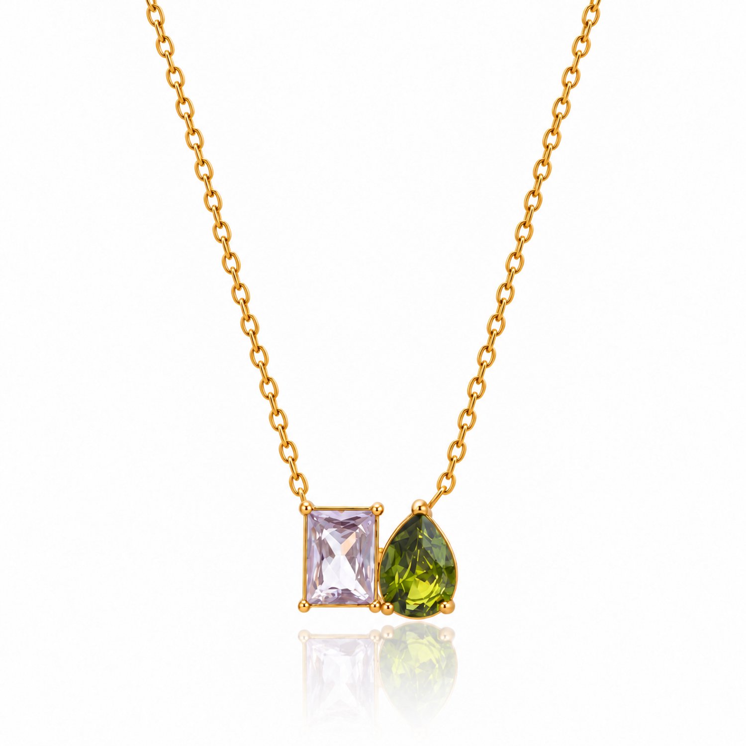Maevi® Geboortesteen Ketting - Kleur: Goud - Maand: Februari - Hoge Kwaliteit - RVS / Stainless Steel - Birthstone Necklace - Geboorte / Verjaardag Cadeau - Kraamcadeau - Incl. Luxe Verpakking - Mama / Moeder / Vrouw - Verkleurt Niet - Geboorte Steen