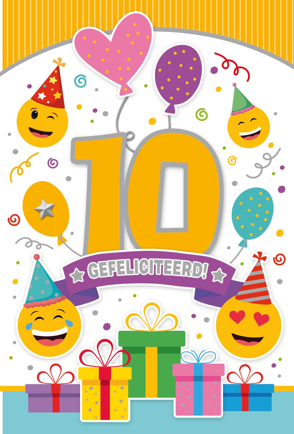 Luxe 3D Verjaardagskaart 10 Jaar - Leeftijdskaart 10 Jaar- Wenskaart 10 Jaar - Gefeliciteerd 10 Jaar