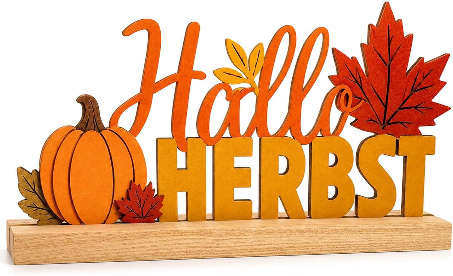 Herfstdecoratie hout "Hallo Herbst" - stijlvolle tafeldecoratie herfst om - ShopVlot