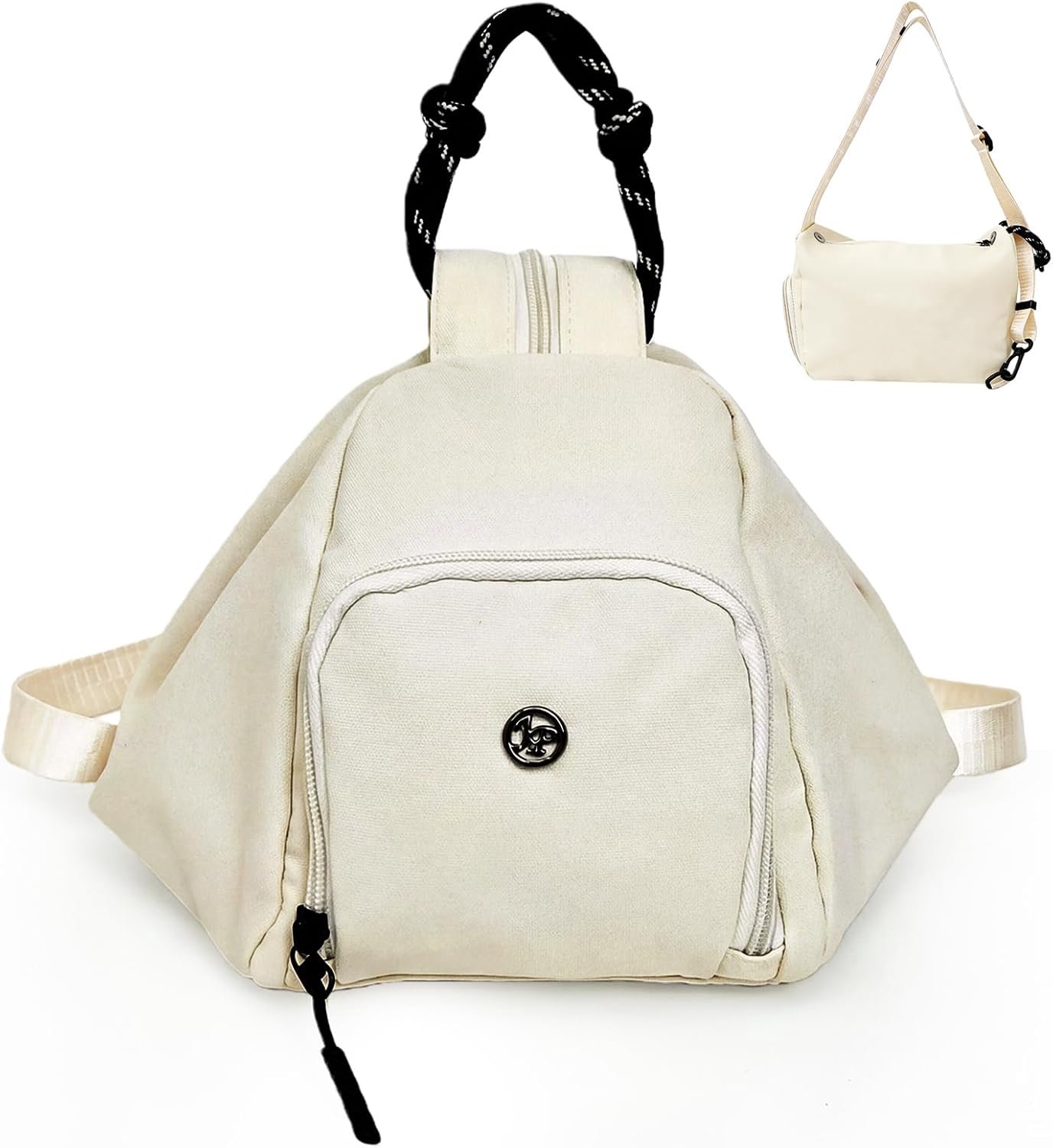 Rugzak voor dames, klein, schoudertas, 2-in-1 voor dames, sporttas, licht, zacht, voor reizen, wit - ShopVlot