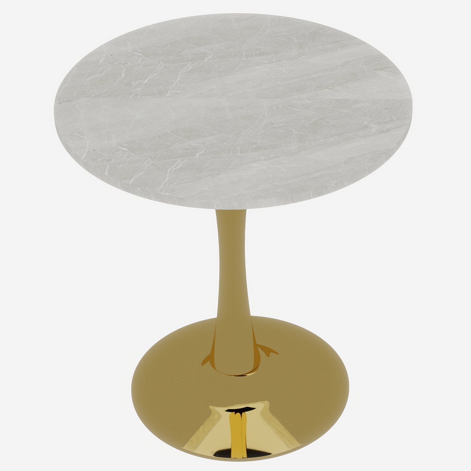 SONNENH Ronde eettafel - Kunstmarmer blad en goudkleurig onderstel - Ø 70 cm - 72 cm hoog