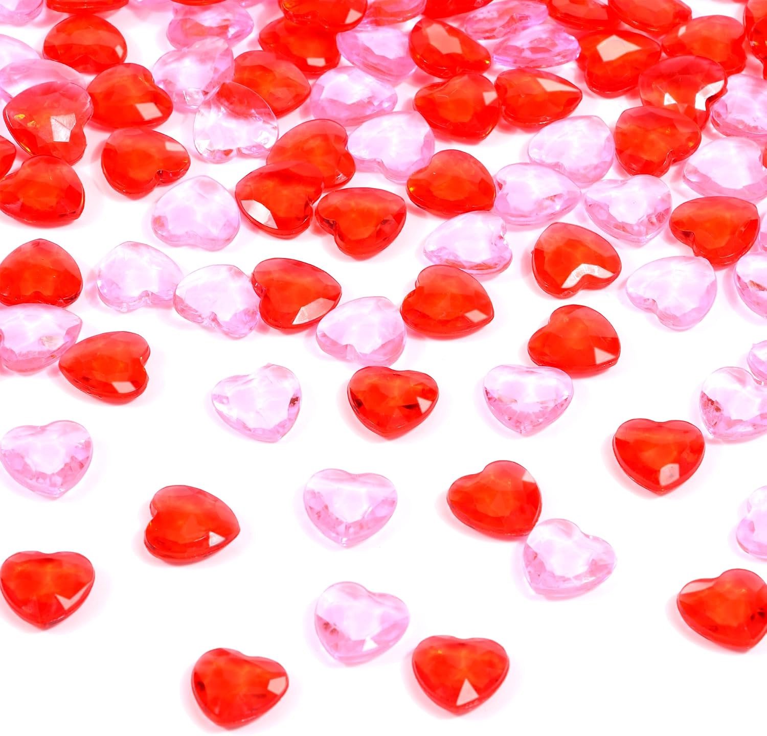 Hartvormige diamantstenen 12 mm - rode en roze acryl - glinsterende decoratie - perfect voor bruiloften - ShopVlot