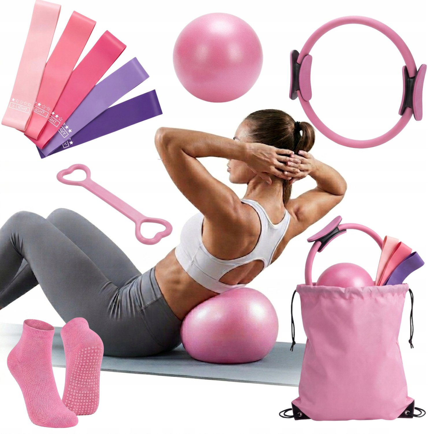 Merkloos Fitness Set: Yoga Pilates Krachttraining met 13 Accessoires