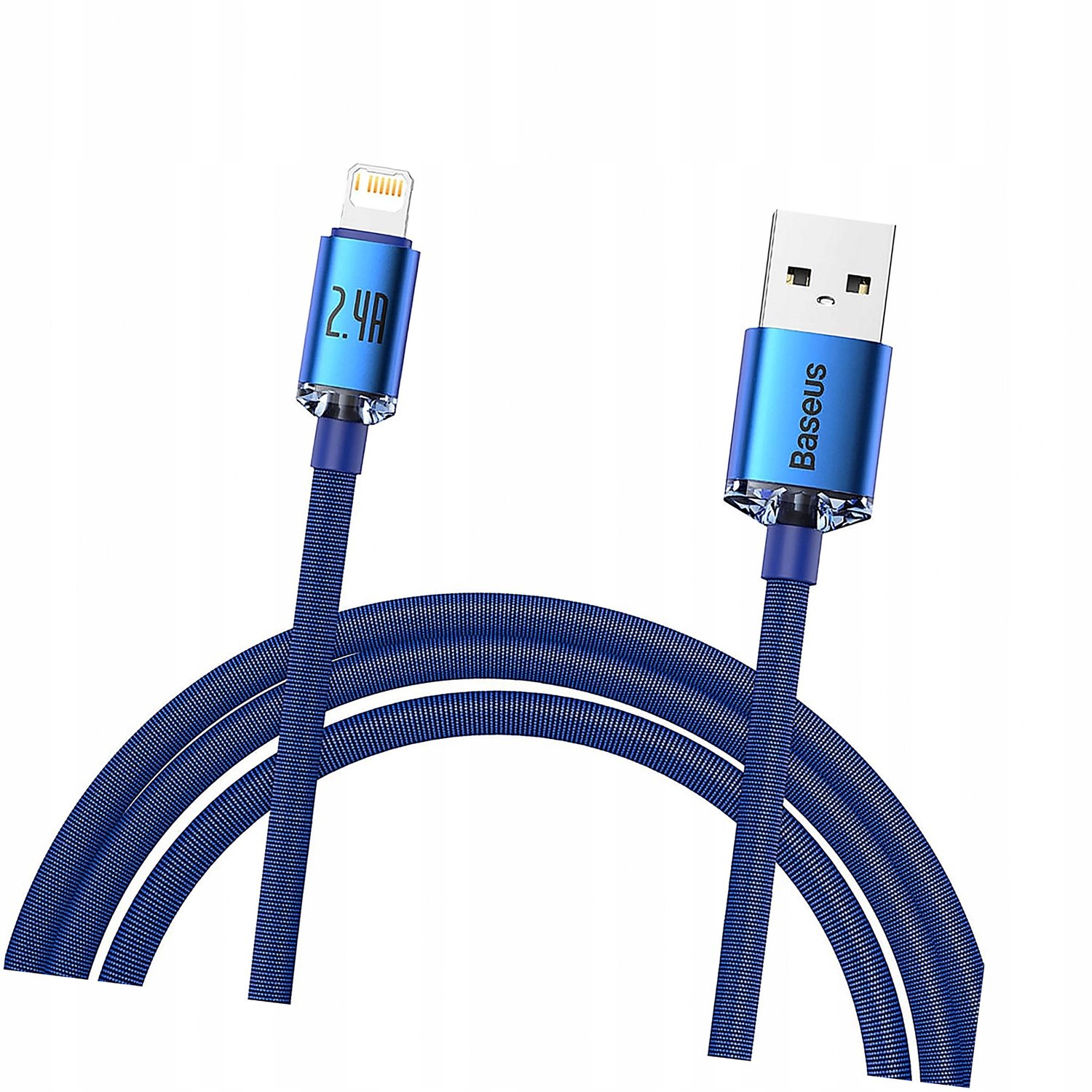 Baseus Crystal Shine Lightning Kabel 2.4A 2m Blauw - Snel Laden & Data