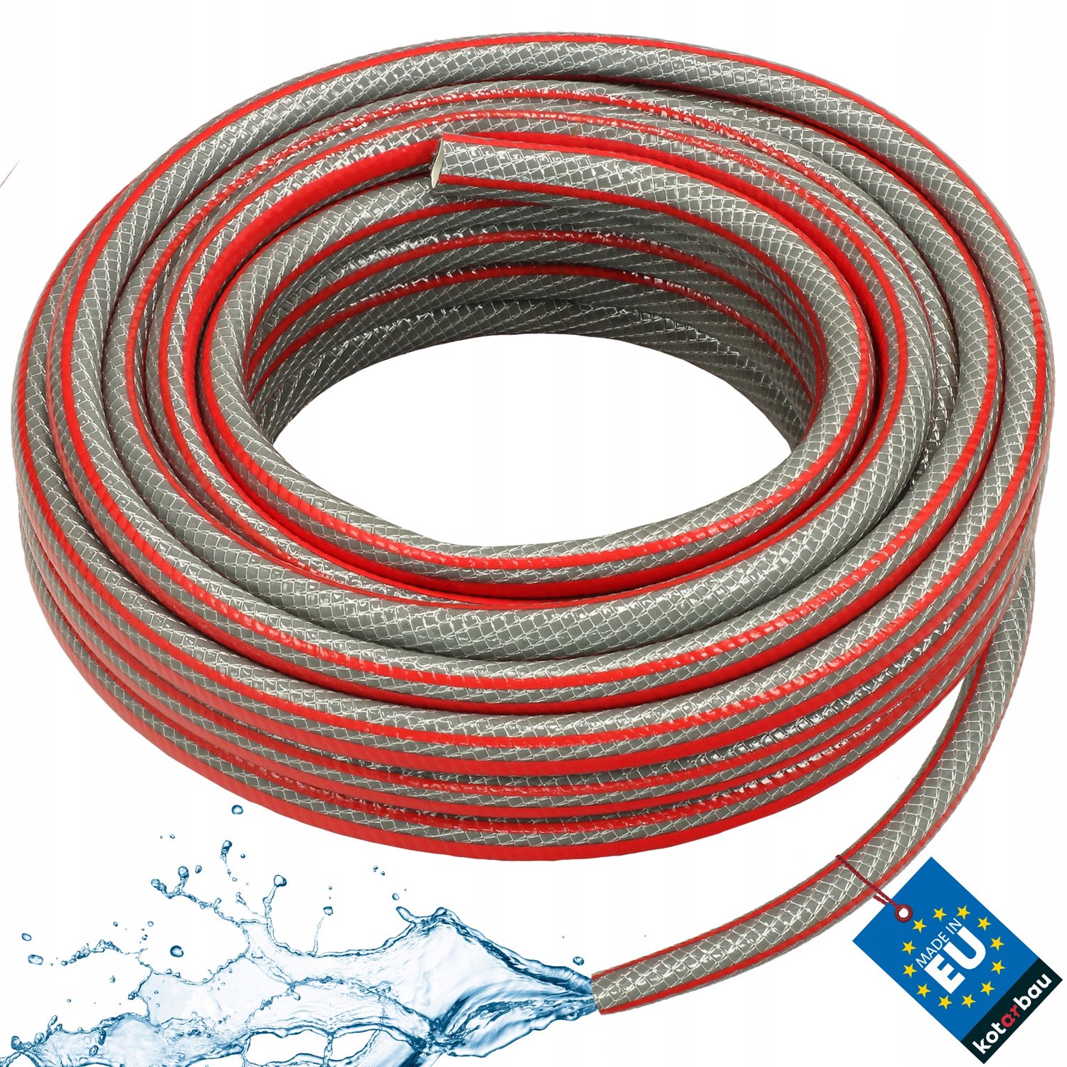 Sterk 6-laags Tuinslang 1/2" 20m Anti-kink PVC Grijs