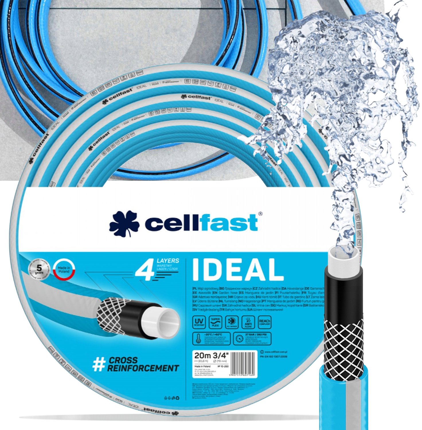 Cellfast IDEAL Tuinslang 3/4" 20m - 4 Lagen, UV-bestendig