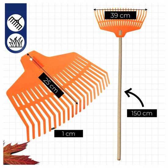 Lichte Tuingrabbers met 21 Tanden en Houten Steel (150 cm) — afbeelding 3