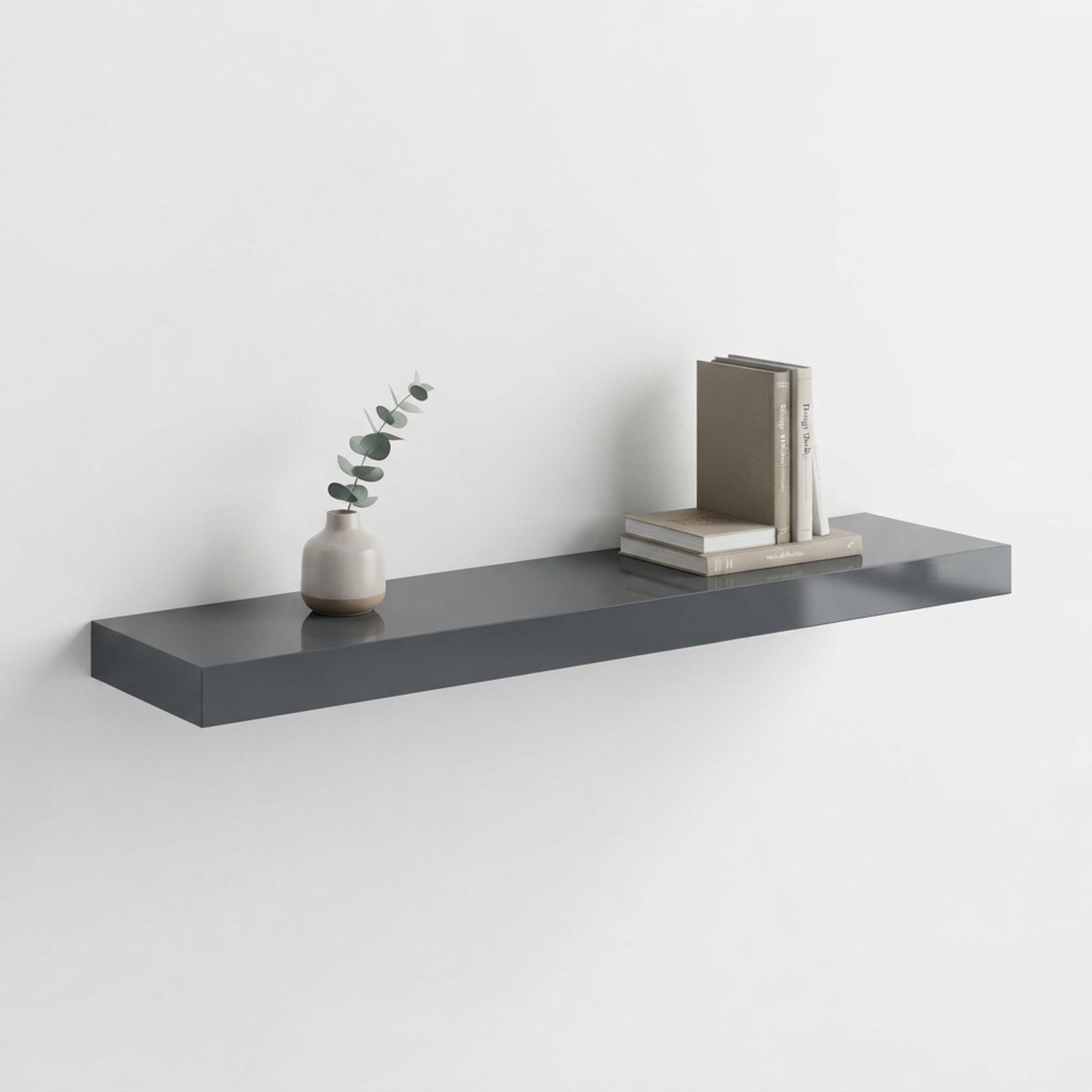 Klarven Wandplank Zwevend 110cm - Wandplank - Onzichtbare Bevestiging, Draagvermogen 15 kg - Stijlvol Opbergen Gloss grijs