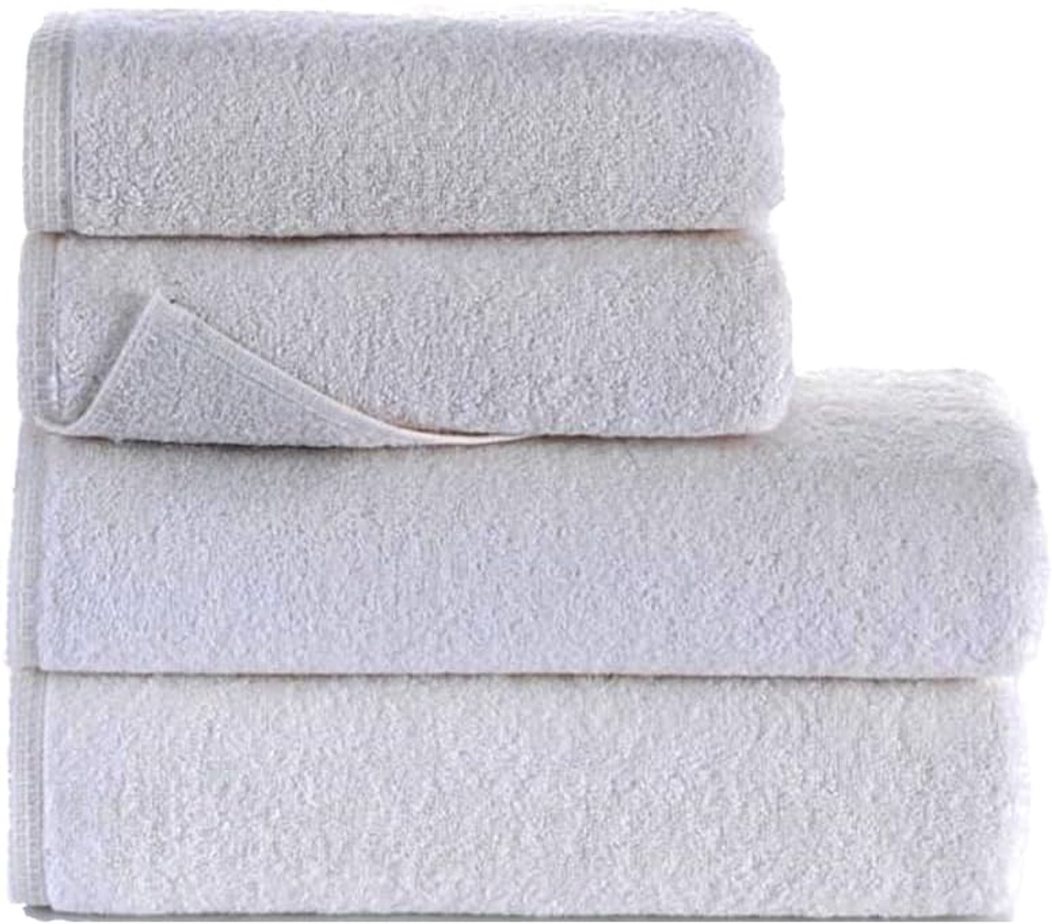 SnelShoppen - Set van 4 Handdoeken, 100% Katoen, Zacht en Absorberend, 2 x 50 x 100 cm & 2 x 70 x 140 cm, Crème, Perfect voor Badkamer en Gasten