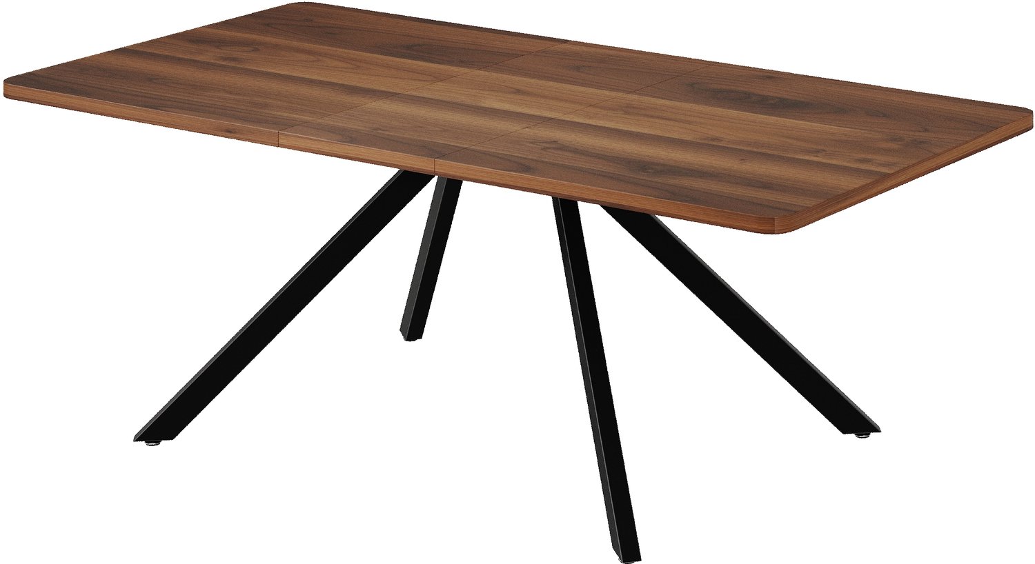 SONNENH Uitschuifbare eettafel met 3 lengtes - MDF walnootlook en metalen poten - 160/200/240 x 90 cm