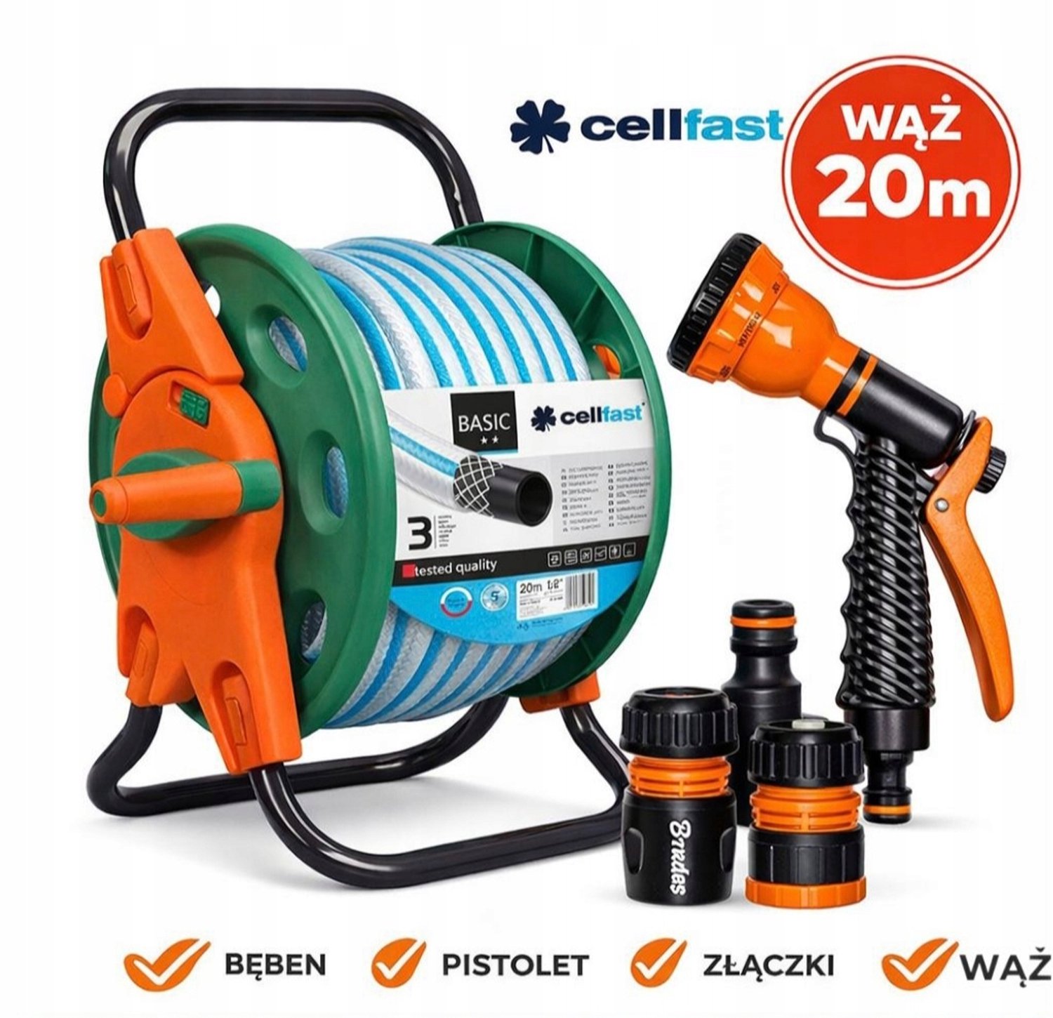Cellfast Tuinslang Set 20m met Trommel, Spuit en Koppelingen