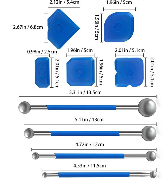 9-delige Gereedschapsset voor Voegen - Inclusief 4 Metalen Ballen en 5 Siliconen Trekkers voor Professioneel Gebruik in Badkamer en Keuken — afbeelding 5