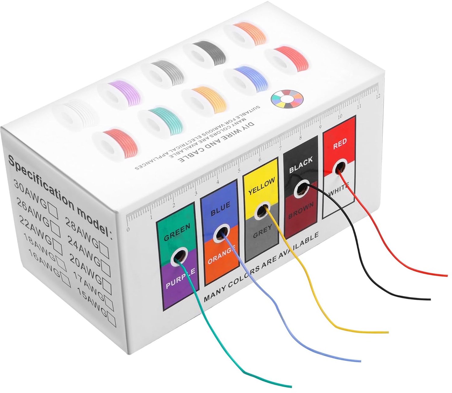 30AWG siliconen kabelset, 5 kleuren elk 10 m (164 ft in totaal), superflexibel, hittebestendig tot 392 ° F, vertinde - Luxento