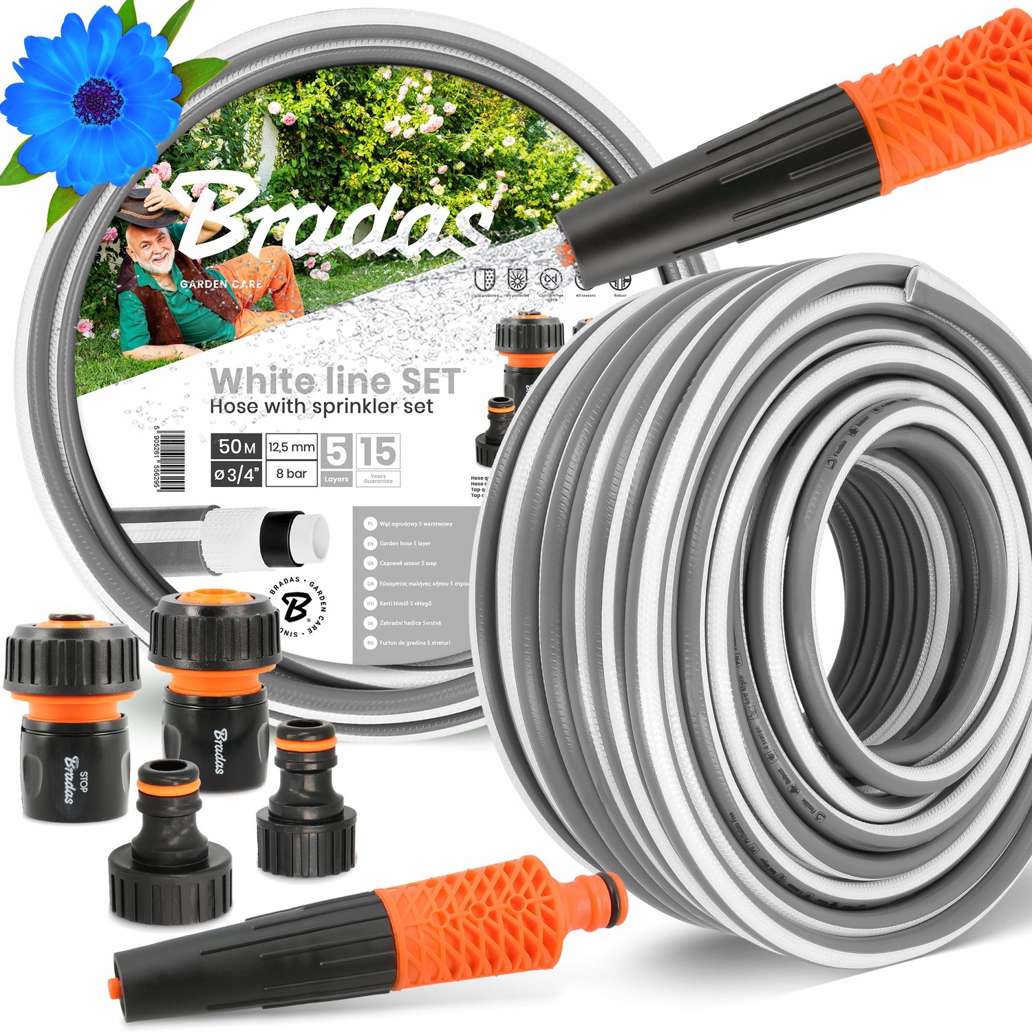 Merkloos 50m Tuinslang 3/4'' met Complete Sproeiset - Duurzaam & Flexibel