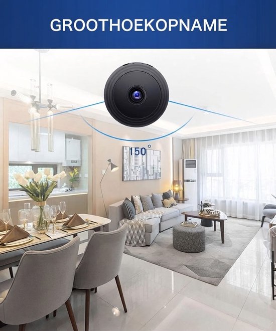 Mini Beveiligingscamera 1080P - WiFi Indoor & Outdoor - Nachtzicht en App Bediening - Geschikt voor Baby en Huisdier van Merkloos — afbeelding 5