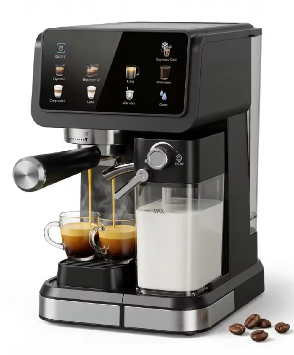 Innovastore Koffiezet apparaat - Koffie machine - Espressomachine - Latte- en cappuccinofunctie - Melkopschuimer - Zwart