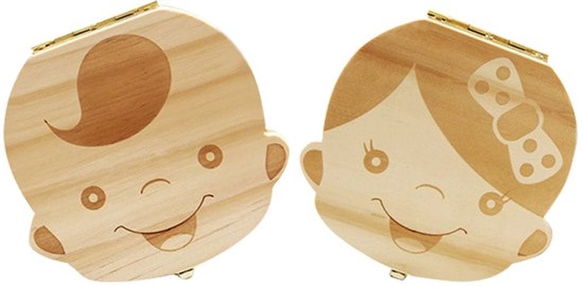 Houten baby-bijtdoos voor jongens en meisjes, inclusief opvangdoos voor babyhaar en navelstreng, baby-bijtdoos, bewaardoos - meisje