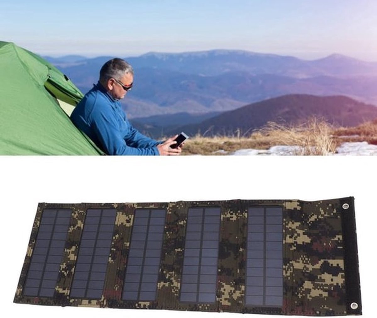 - Draagbare zonnepaneel tas - Monokristallijn - Opvouwbaar - Camouflage - Buitenreizen - Zonne-energie - Geschikt voor noodgevallen - Gro