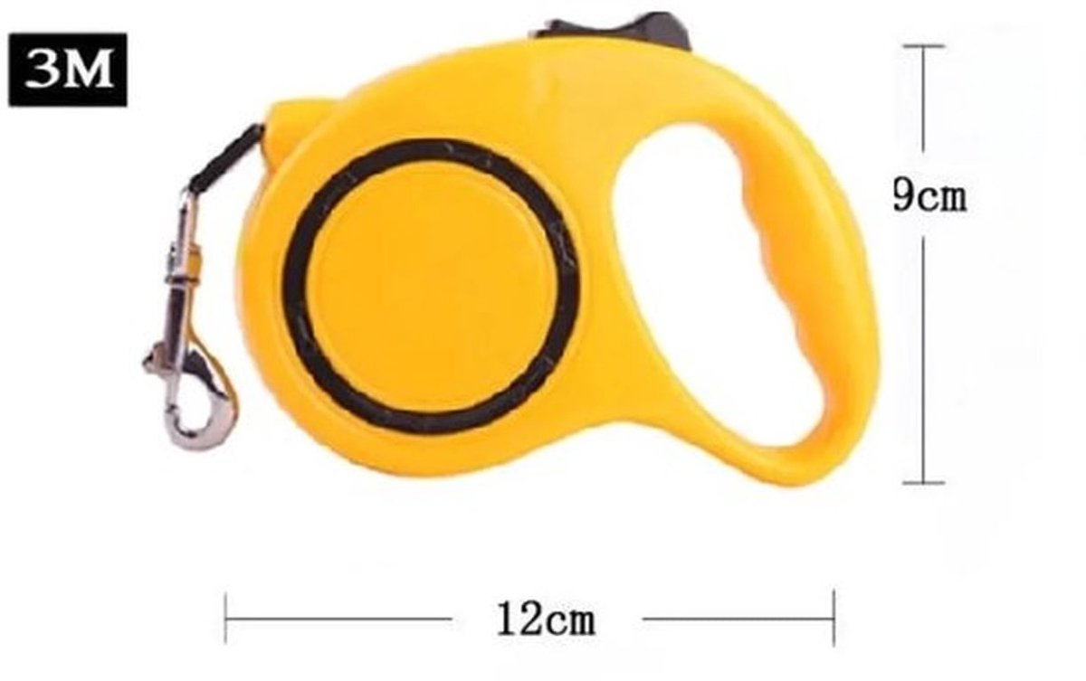 meter lange, automatisch oprolbare hondenriem - sportriem - geschikt voor kleine en middelgrote honden - geschikt voor honden met een gewicht tot 11 kg - automatische riem geschikt voor kleine honden, puppy's en katten, 3 meter geel