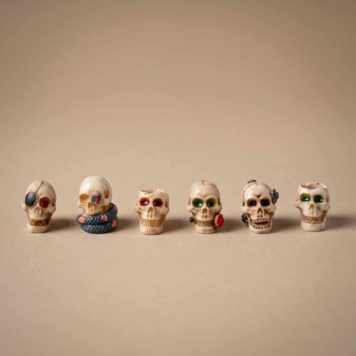Skulls Gone Wild - 6 stuks - Miniatuurfiguren - Ø 1cm ↑ 2cm