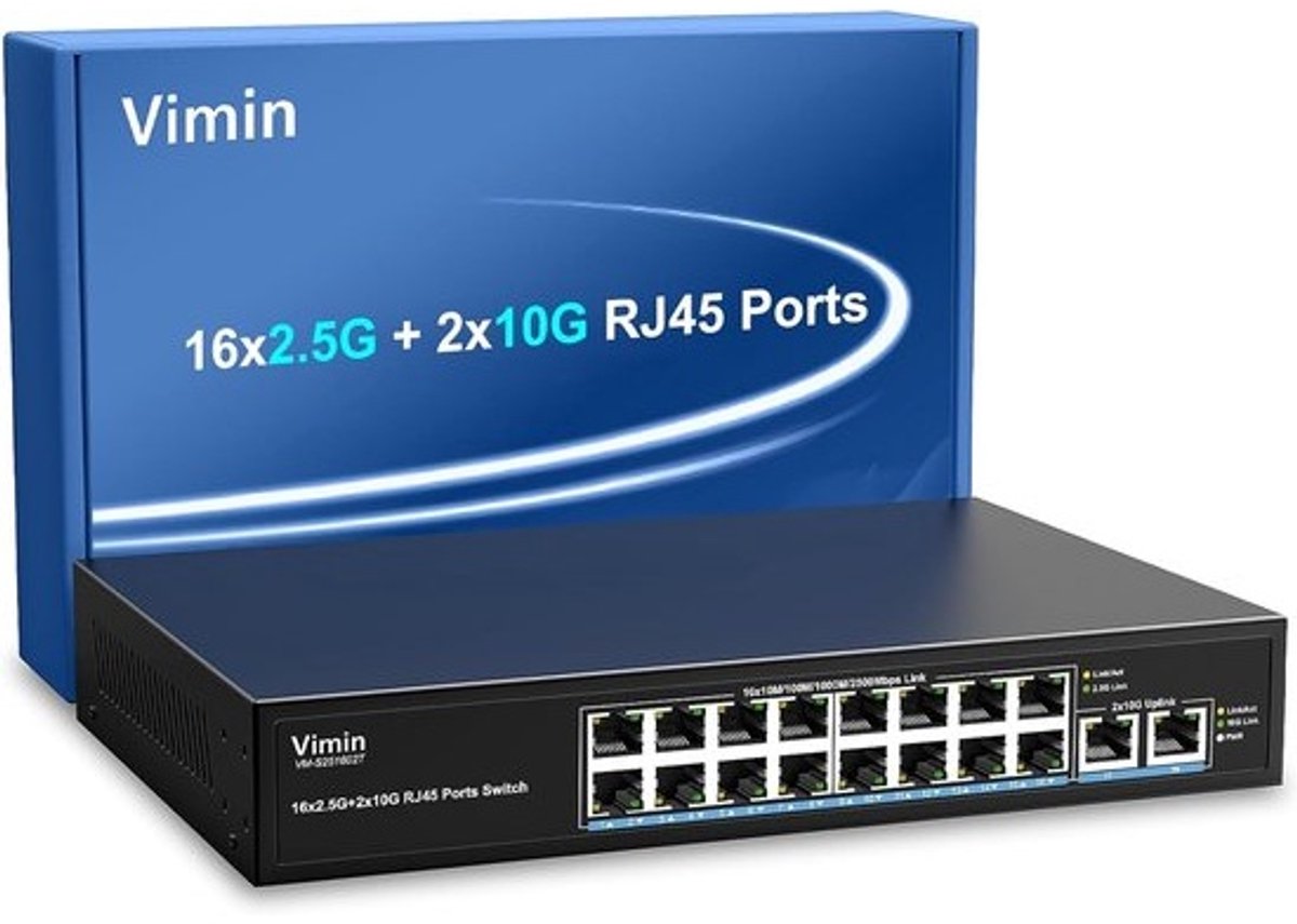 Netwerk Switch - Ethernet Hub - Snel Internet - 18 Poorten - Desktop Model - Zwart