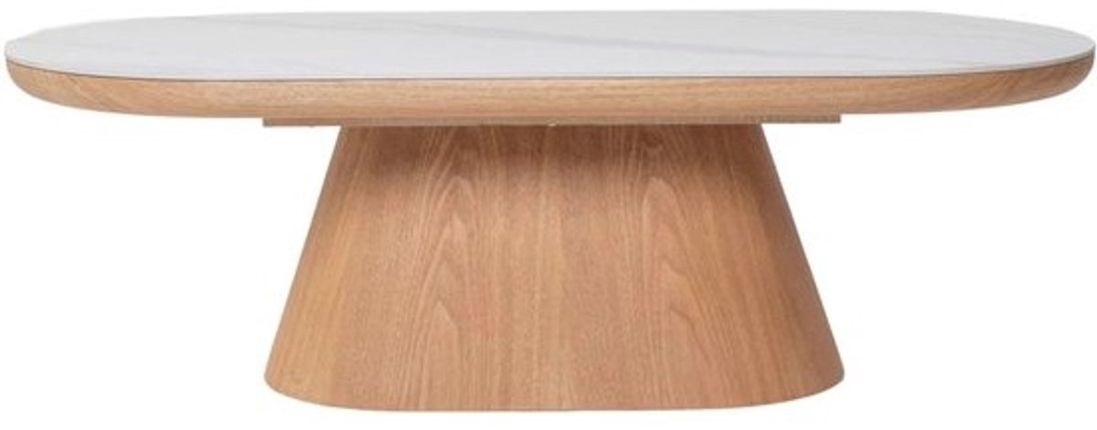 Salontafel Ovaal - Koffietafel Naturel - Woonkamer Inrichten - Keramisch Tafelblad - 120x60x38cm - Naturel