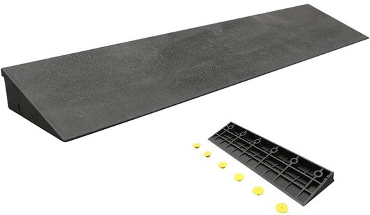 Rubberen Drempelhulp - Oprijplaat Rolstoel - Drempels Overbruggen - Anti-slip Rubber - 50x16x6cm - Zwart