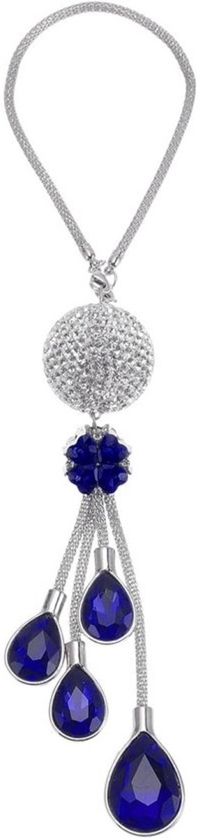 Achteruitkijkspiegel Hanger - Auto Ornament - Auto Interieur Decoratie - Strass Metaal Bal - 12x8x3.6cm - Diepblauw