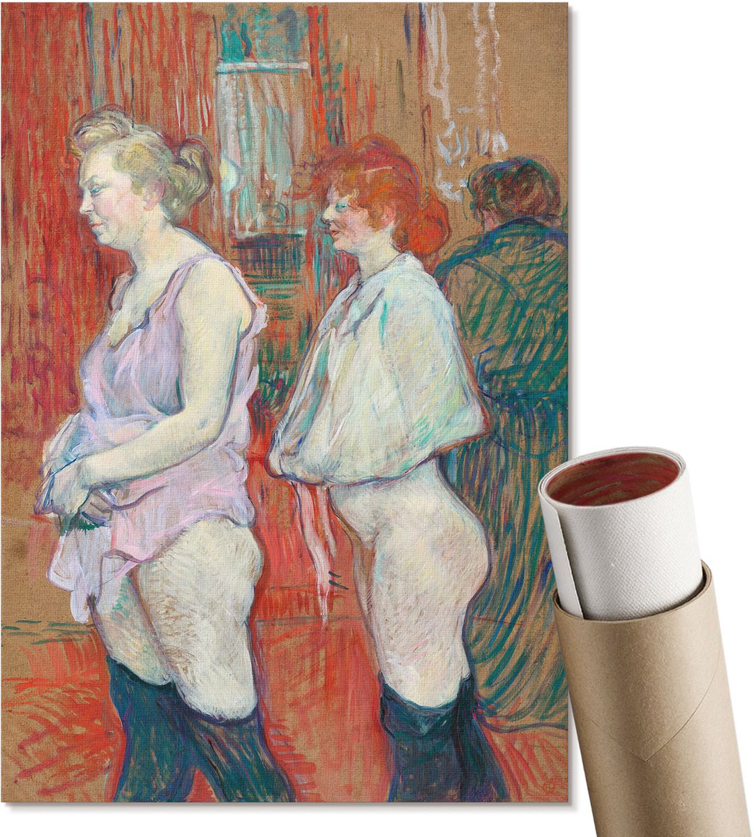 Coloray Canvas Poster Polycanvas - Meisje In De Metro, Paars - A4 - Rood Decoratie - Rechthoek - Decoratieve poster - Kantoor - Expressief