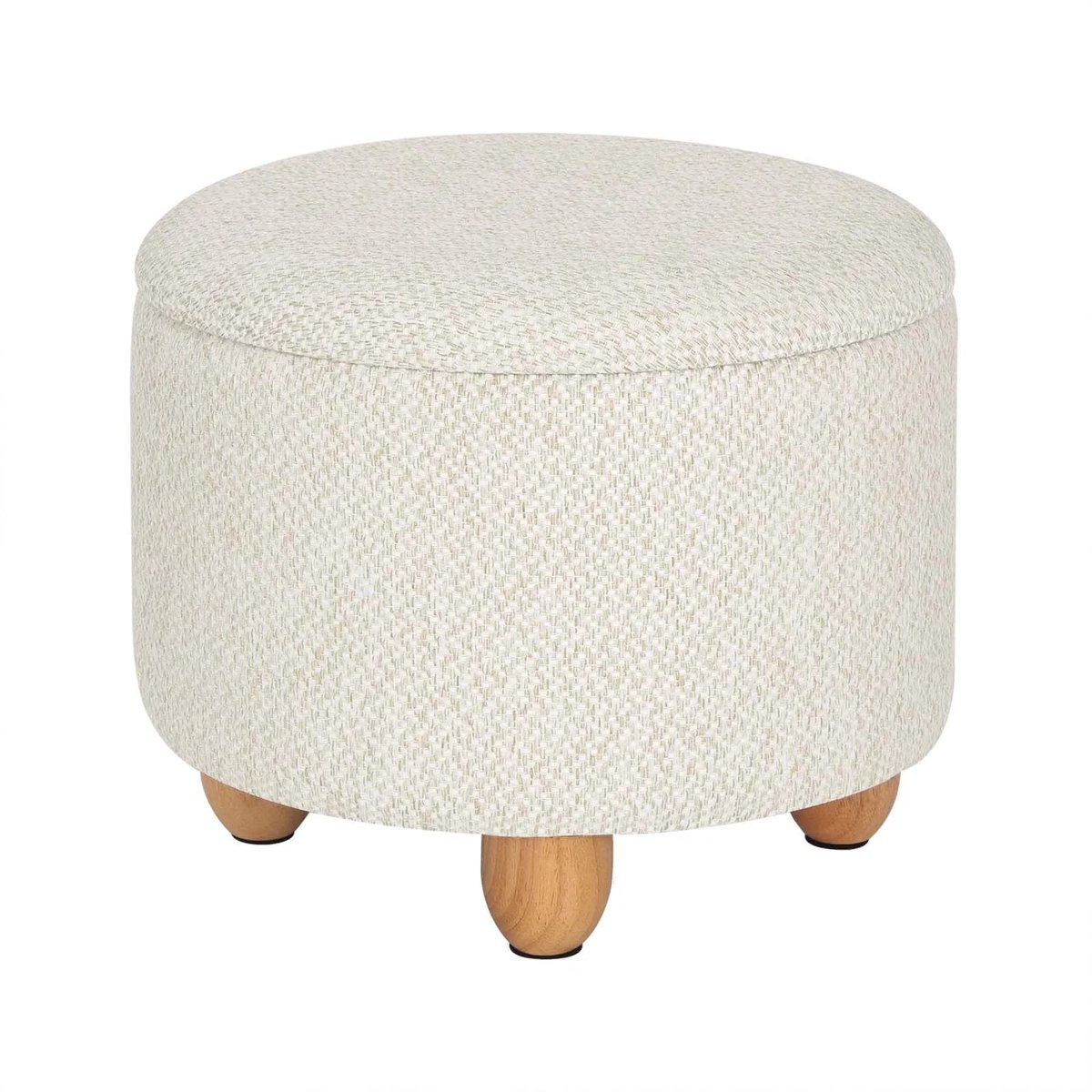 Klarven® Opbergkruk Crème wit - Opvouwbaar met 21,5 L opbergruimte - Gewatteerde zitting, groflinnen 420 g/m2 - B 39 x D 39 x H 33 cm