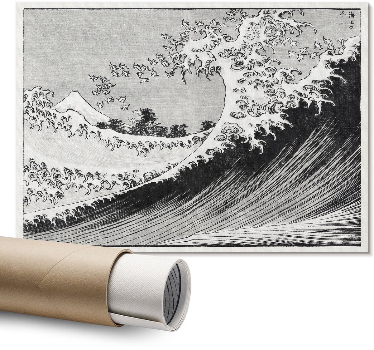 Coloray Polycanvas Wandposter – Honderd Gezichten Op De Fuji, Zwart – A1 – Wit Poster – Rechthoek – Muurdecoratie – Kantoor – Romantisch