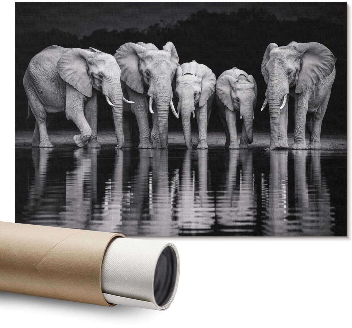 Coloray Polycanvas Wandposter - Tempel In Azië, Illustratie - A1 - Zwart Poster - Rechthoek - Interieurdecoratie - Kantoor - Japanse