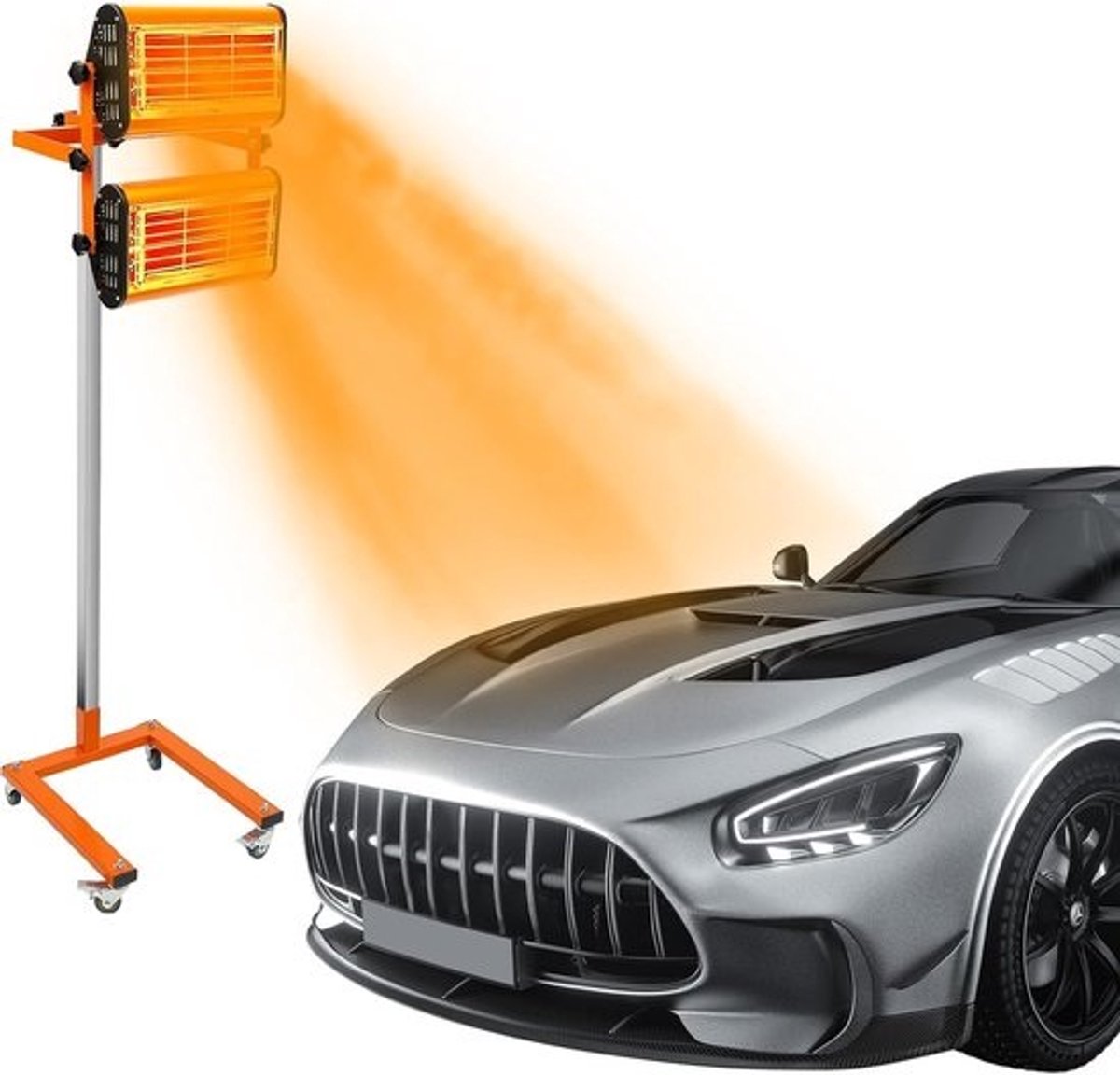 Infrarood Lakdroger - Warmtestraler Verwarmer - Lokale Lakdroging - Instelbare Tijd Temperatuur - 2000W 0.8x0.6m - Oranje