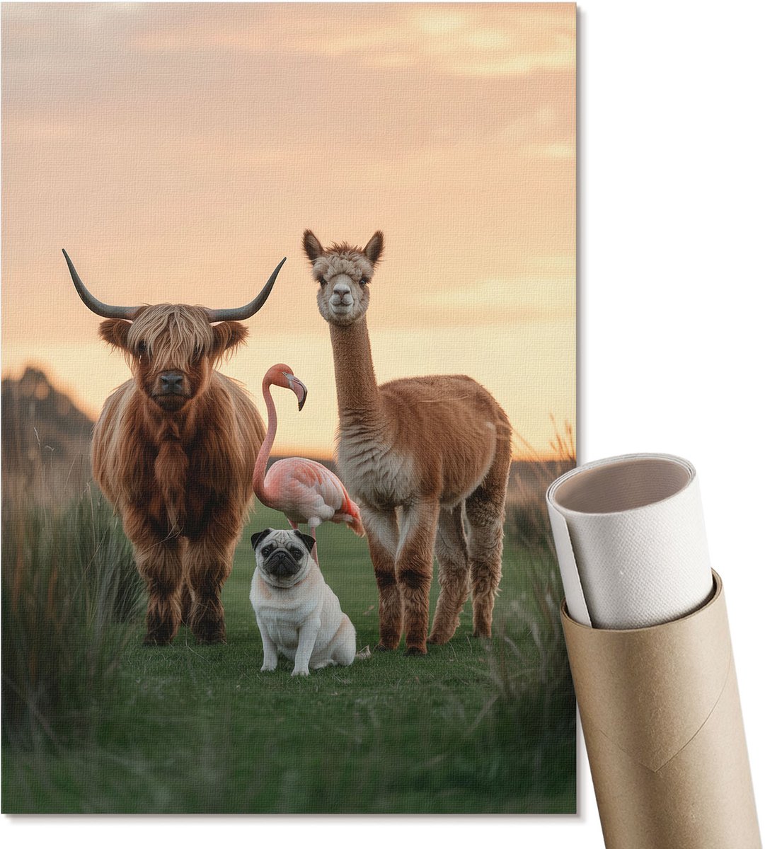 Coloray Polycanvas Poster - Twaalf Profielen, Illustratie - A2 - Beige Motief - Rechthoek - Muurdecoratie - Woonkamer, Slaapkamer, Kantoor - Klassiek