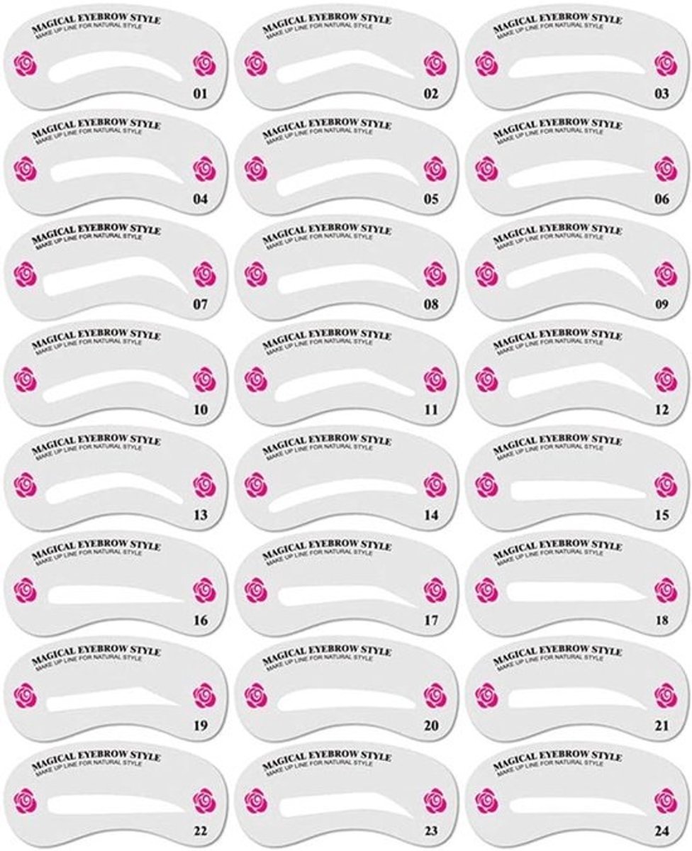 Wenkbrauw Stencils Kit - Brow Stempel Tool - Vormgeven Gezicht - 24 Verschillende Vormen