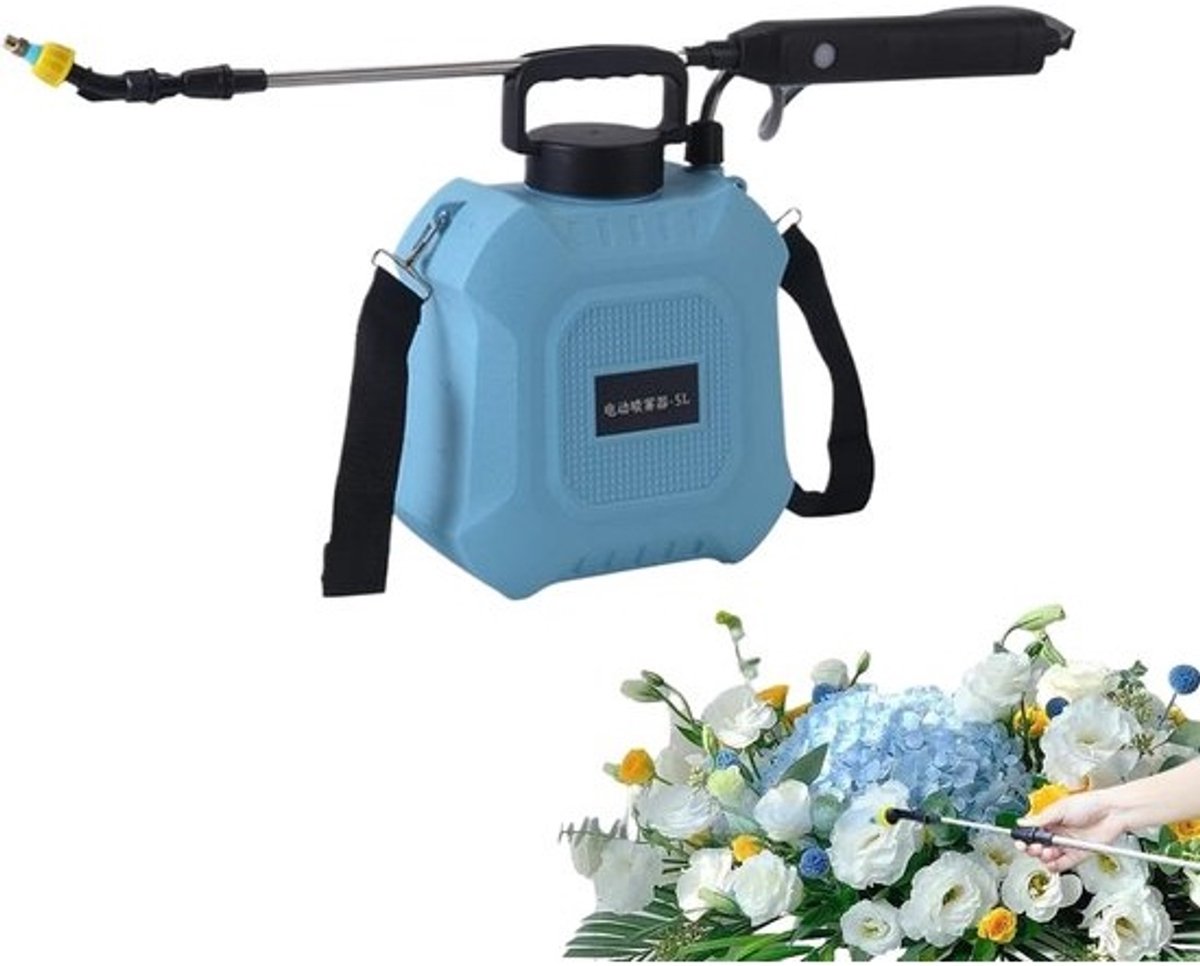 Accu Rugspuit - Elektrische Spuiter - Tuinonderhoud Bemesten - Type-C Opladen - 5L of 8L - Lichtblauw