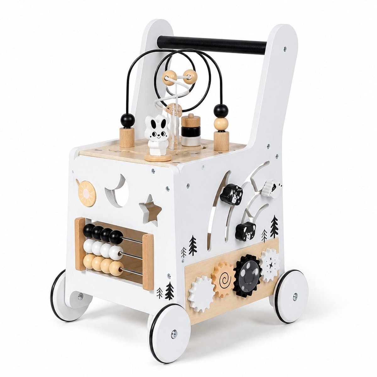 Russle Loopwagen-Trainer Hout Zwart/Wit