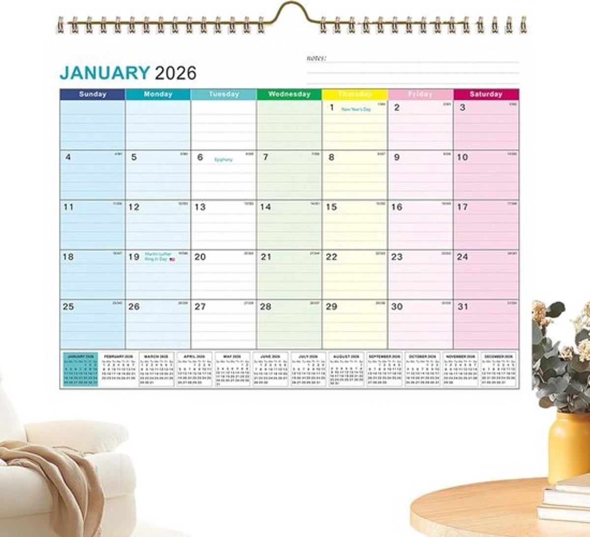 Bureaukalender 2026-2027 - Weekplanner Maandkalender - Academische Planning - Gelinieerde Blokken - A4 formaat