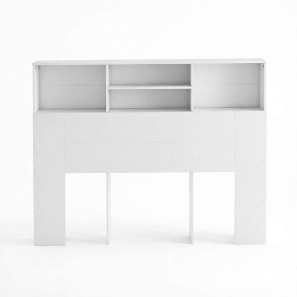 Hoofdbord met opbergruimte - Wit hoofdbord 140 cm - 4 open vakken - Wandbevestiging - 18 kg draagvermogen - Slaapkamer - 140x19x103.5 cm - Wit