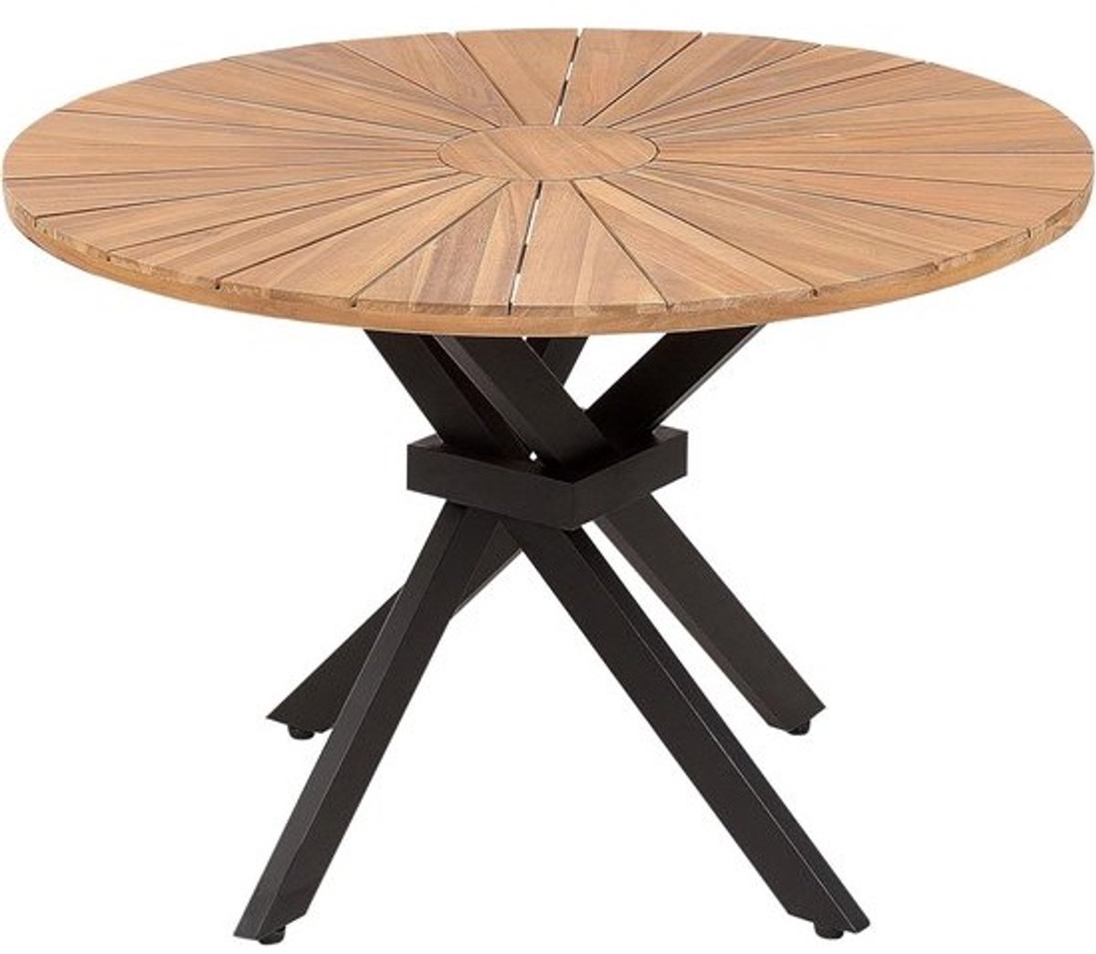 Tuin eettafel acaciahout - Houten tuintafel rond - Buiten eten - Zonnestraal patroon - 110 cm - Lichthout