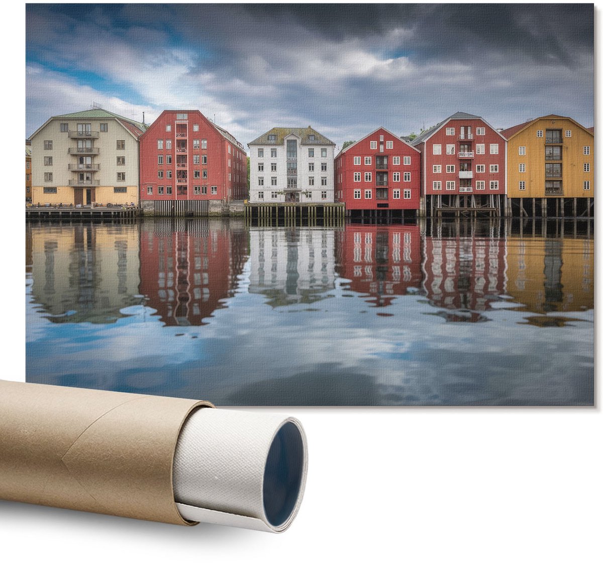 Coloray Polycanvas Wandposter – Stedelijke Reflectie, Rood – A1 – Oranje Poster – Rechthoek – Decoratieve Wandposter – Kantoor – Expressief
