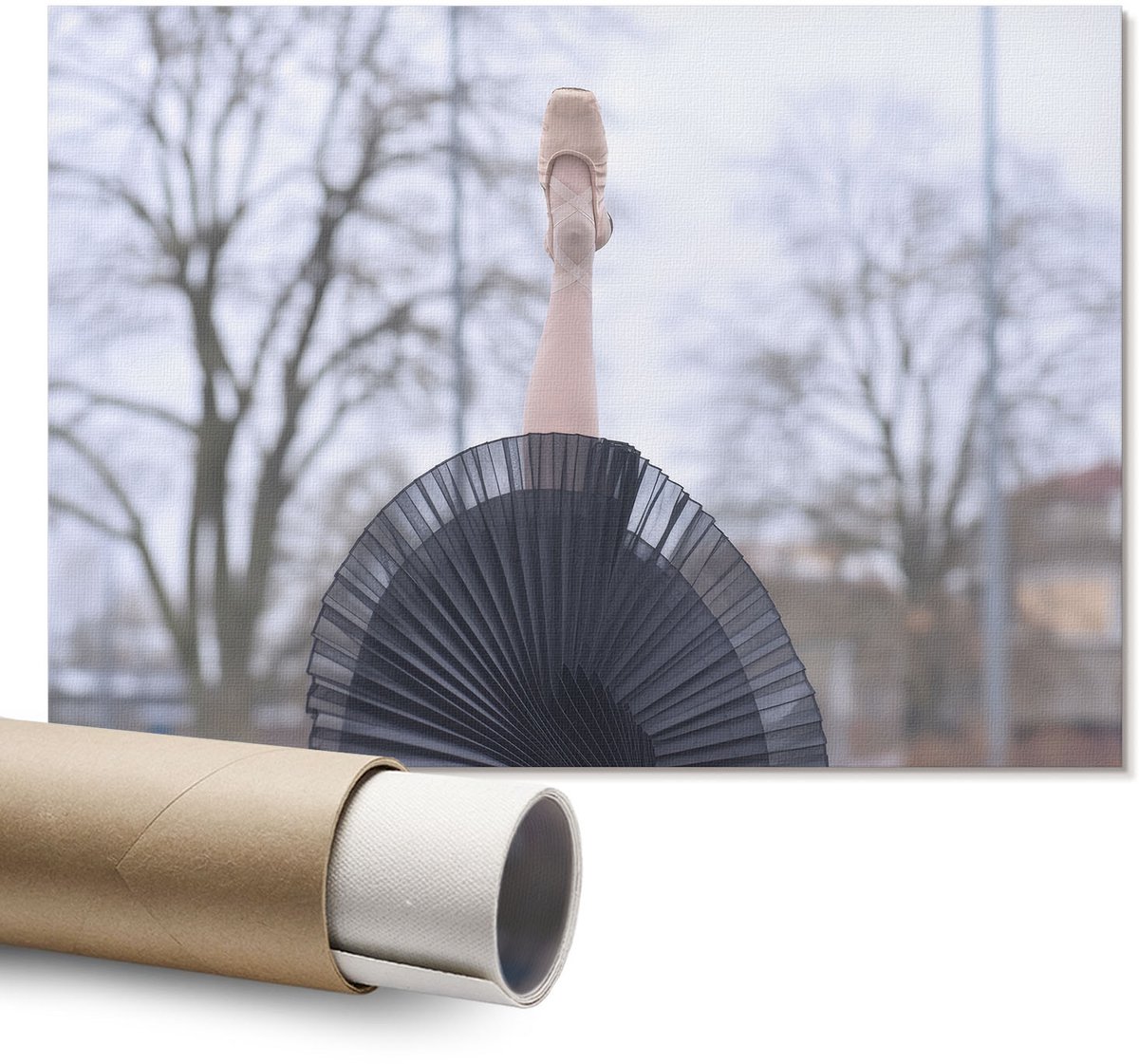 Coloray Polycanvas Wandposter – Elegant Ballet, Zwart – A1 – Grijs Wanddecoratie – Rechthoek – Wandkunst – Slaapkamer – Modern