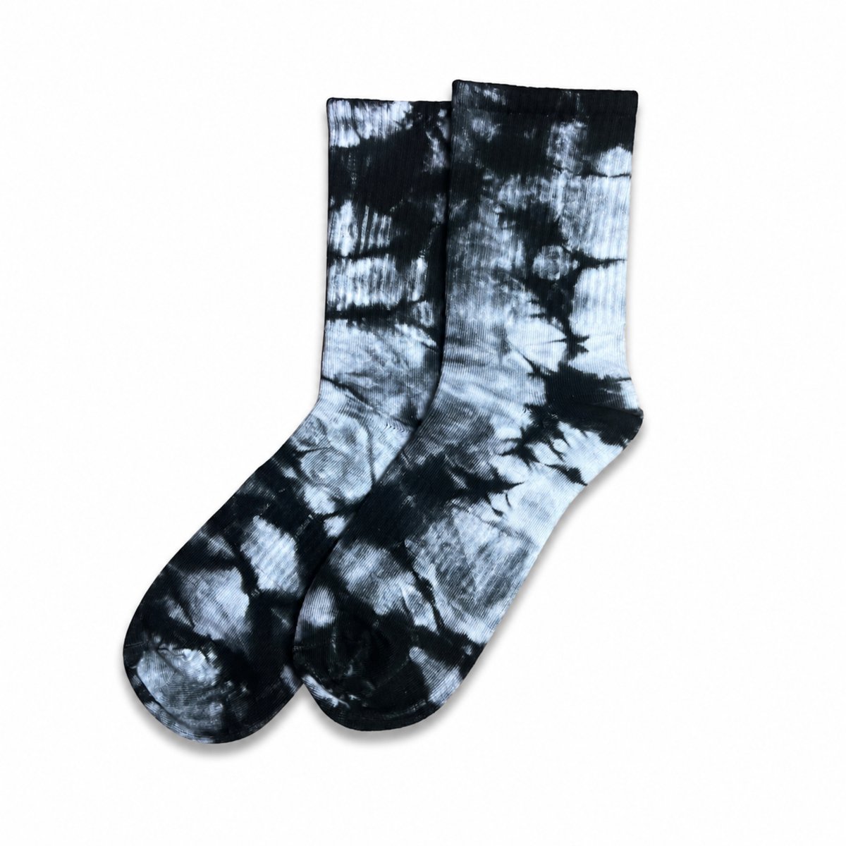 MoodLux Tie-Dye Crew Sokken - Katoen - Batik Print - 2 Paar - Zwart Wit - Maat 36-39