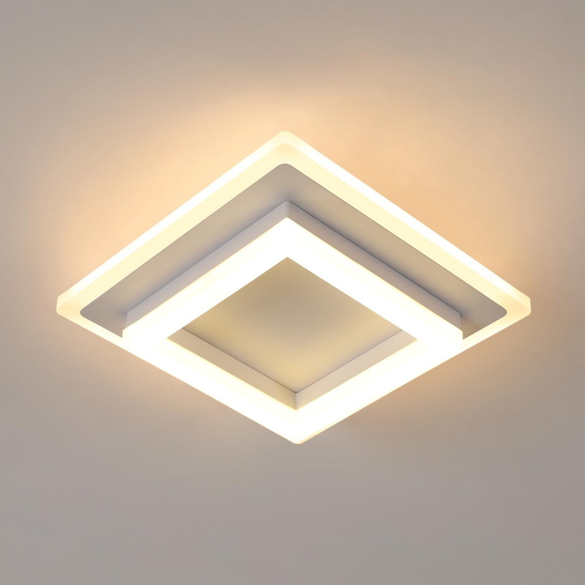 Riserva - - Plafondlamp - Vierkant Modern Decoratief - 3000K Warm Wit LED - 24W IJzer‑Acryl