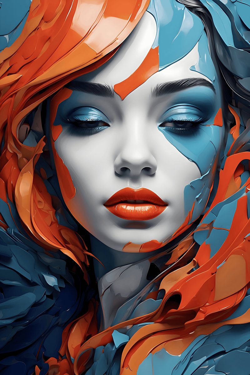 Poster Moderne Kunst - Pop - Rood Blauw - Abstract - posters - formaat 70x100cm - Wanddecoratie - L1087MT