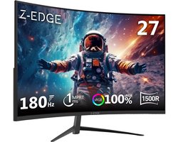 Z-EDGE UG27 Curved Gaming Monitor - FHD 1920x1080P - 27 Inch- 180Hz - MPRT 1ms - HDMI 2.0 & DisplayPort 1.4 - Zwart